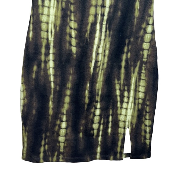 Forever 21 Black & Lime Abstract Bodycon Mini Dress Cord Spaghetti Straps - Picture 5 of 7